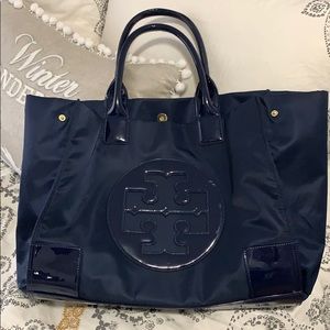 TORY BURCH ELLA NYLON TOTE NAVY BLUE